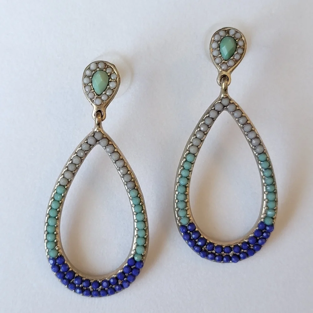 Teardrop Chandelier Rhinestone Dangle Hoop Earrings